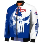 la tech skull outline blue white bomber jacket best selling