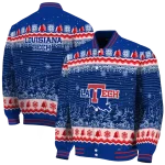 la tech snowy pines blue varsity jacket best selling