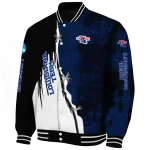 la tech torn texture print blue black varsity jacket best selling
