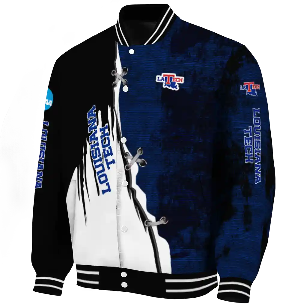 la tech torn texture print blue black varsity jacket best selling la tech torn texture print blue black varsity jacket best selling