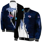 la tech torn texture print blue black varsity jacket best selling