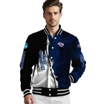 la tech torn texture print blue black varsity jacket best selling