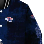 la tech torn texture print blue black varsity jacket best selling