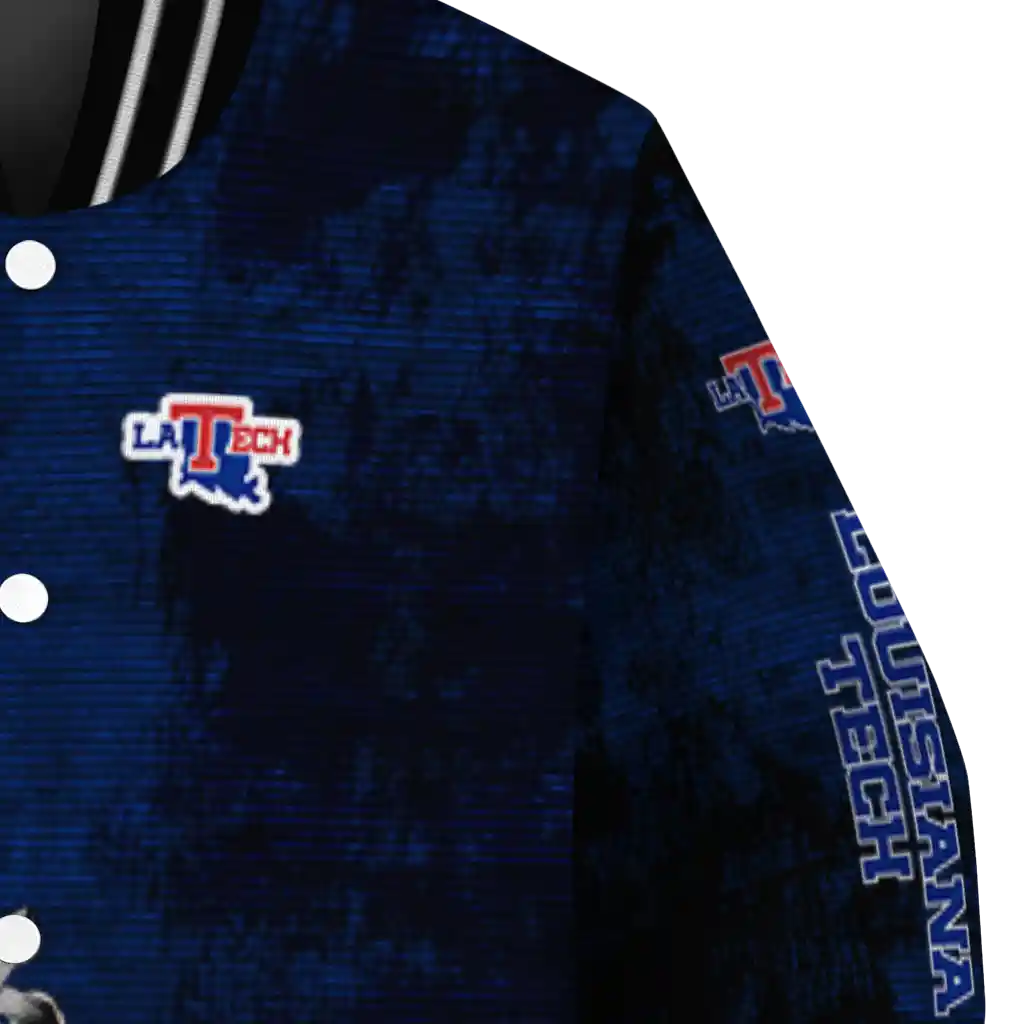 la tech torn texture print blue black varsity jacket premium grade la tech torn texture print blue black varsity jacket premium grade