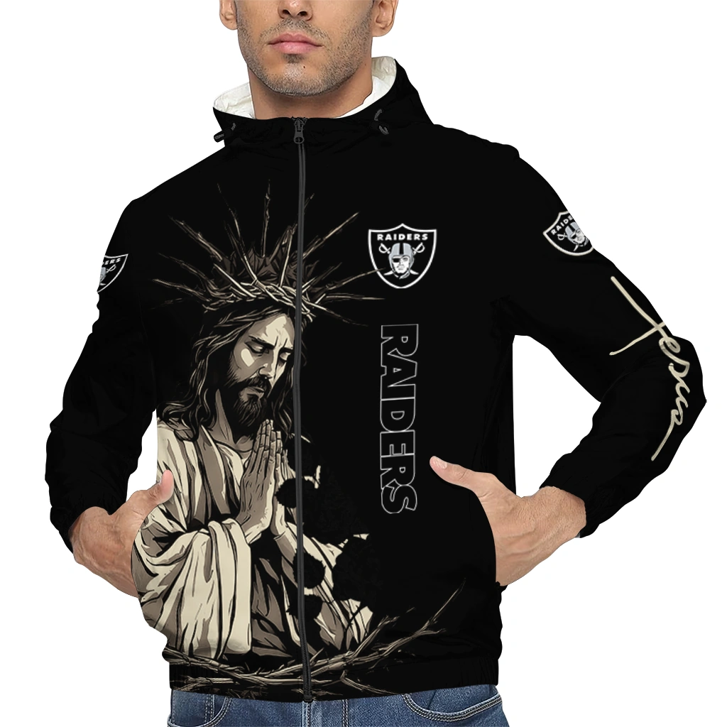 las vegas raiders jesus roses black windbreaker jacket top rated las vegas raiders jesus roses black windbreaker jacket top rated