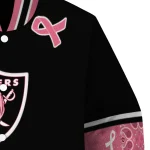 las vegas raiders pink ribbon black pink varsity jacket best selling