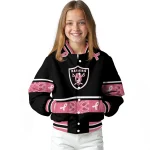 las vegas raiders pink ribbon black pink varsity jacket best selling