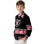 las vegas raiders pink ribbon black pink varsity jacket best selling