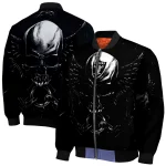 las vegas raiders skull bite black bomber jacket best selling