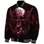 liberty flames skull bite red black varsity jacket best selling