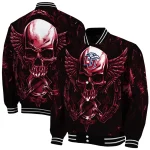 liberty flames skull bite red black varsity jacket best selling