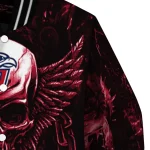 liberty flames skull bite red black varsity jacket best selling