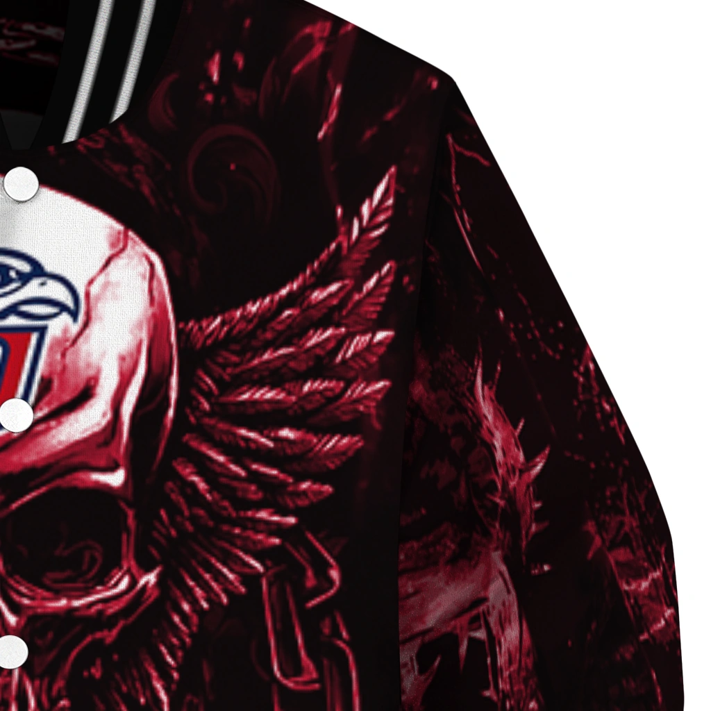 liberty flames skull bite red black varsity jacket premium grade liberty flames skull bite red black varsity jacket premium grade