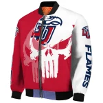 liberty flames skull outline red white bomber jacket best selling