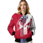 liberty flames skull outline red white bomber jacket best selling