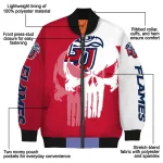 liberty flames skull outline red white bomber jacket best selling