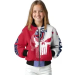 liberty flames skull outline red white bomber jacket best selling