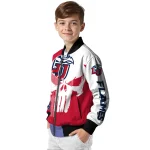 liberty flames skull outline red white bomber jacket best selling