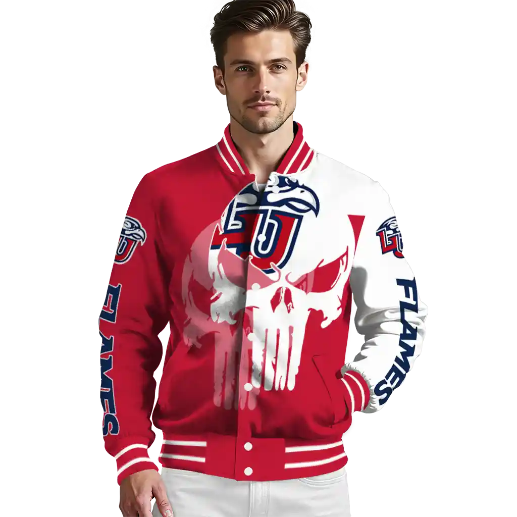 liberty flames skull outline red white varsity jacket high quality liberty flames skull outline red white varsity jacket high quality