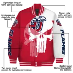 liberty flames skull outline red white varsity jacket best selling