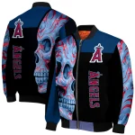 los angeles angels fire skull blue black bomber jacket best selling
