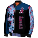 los angeles angels fire skull blue black bomber jacket best selling