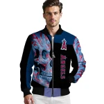 los angeles angels fire skull blue black bomber jacket best selling