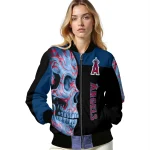 los angeles angels fire skull blue black bomber jacket best selling
