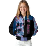 los angeles angels fire skull blue black bomber jacket best selling