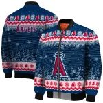 los angeles angels snowy pines blue bomber jacket best selling