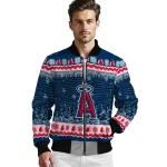 los angeles angels snowy pines blue bomber jacket best selling
