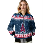 los angeles angels snowy pines blue bomber jacket best selling