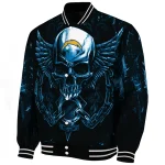 los angeles chargers skull bite blue black varsity jacket best selling