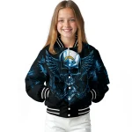 los angeles chargers skull bite blue black varsity jacket best selling
