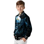 los angeles chargers skull bite blue black varsity jacket best selling
