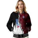 los angeles clippers edgy scratch effect red black varsity jacket best selling