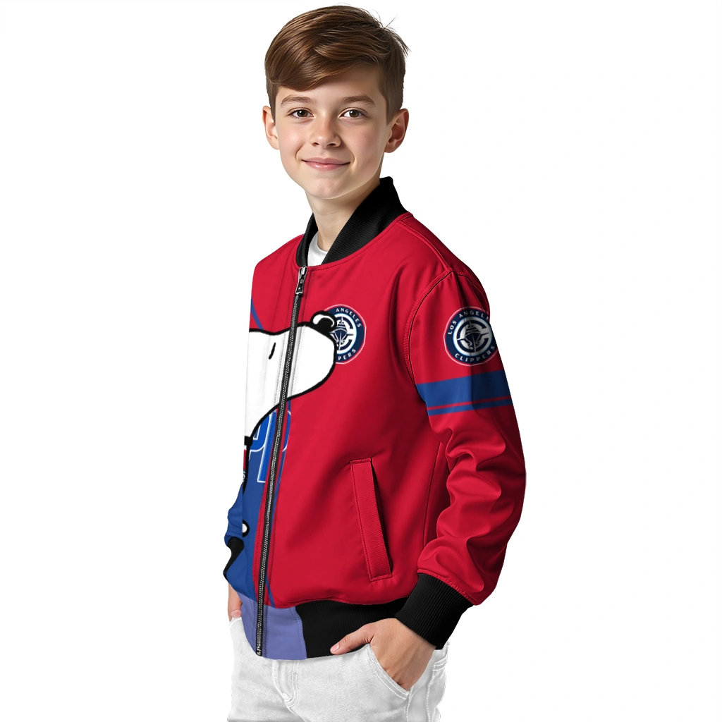 los angeles clippers snoopy attitude red bomber jacket trendy los angeles clippers snoopy attitude red bomber jacket trendy