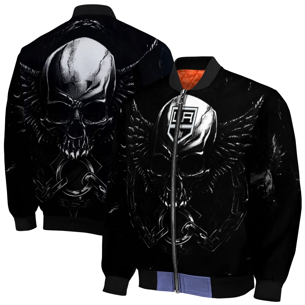 los angeles kings skull bite black bomber jacket best selling los angeles kings skull bite black bomber jacket best selling