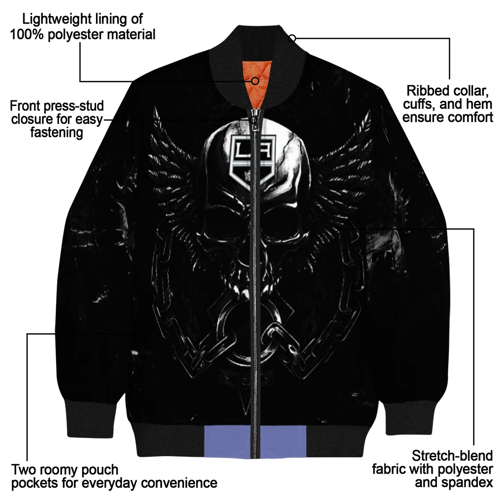 los angeles kings skull bite black bomber jacket new arrival los angeles kings skull bite black bomber jacket new arrival