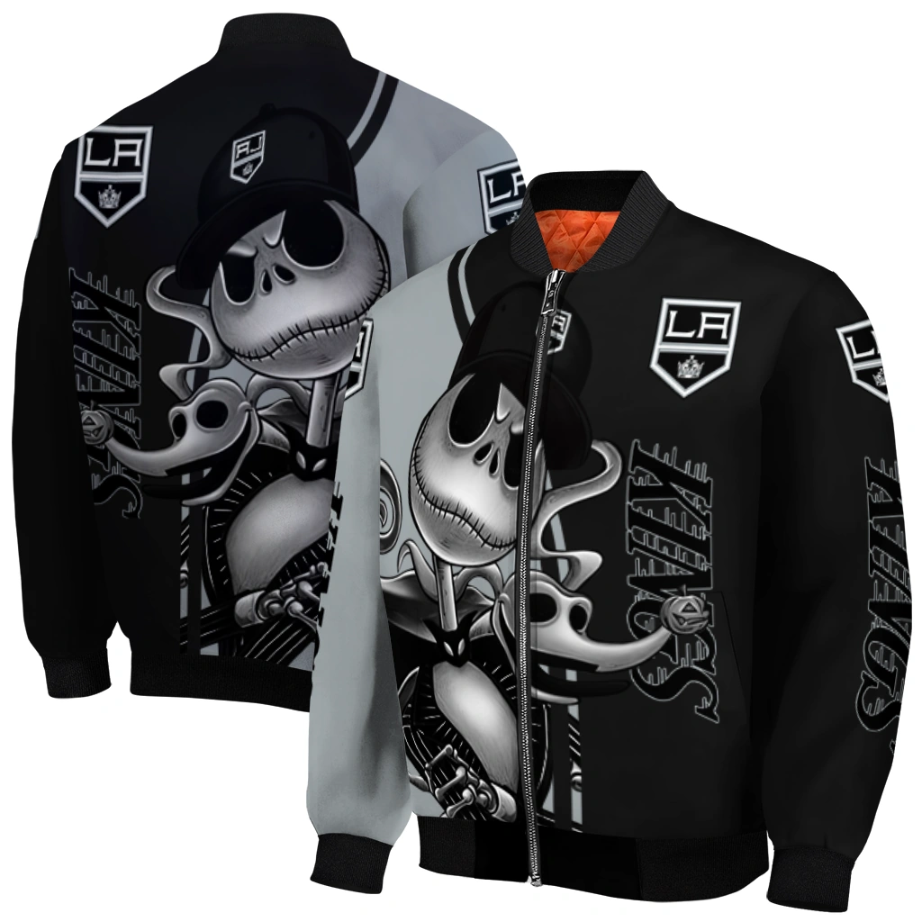 los angeles kings spooky grin black bomber jacket best selling los angeles kings spooky grin black bomber jacket best selling