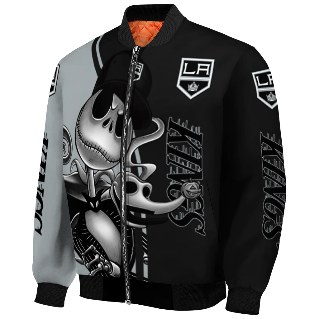 los angeles kings spooky grin black bomber jacket fashion forward los angeles kings spooky grin black bomber jacket fashion forward
