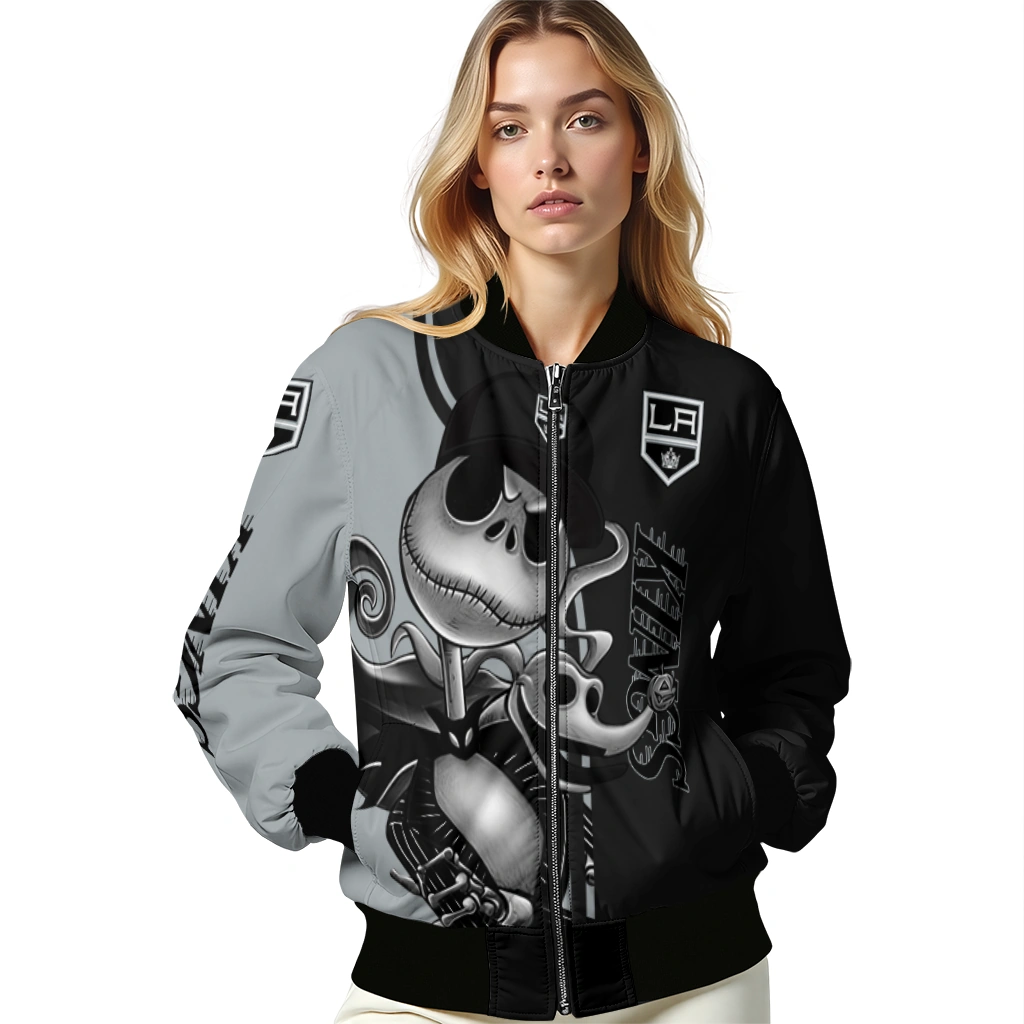 los angeles kings spooky grin black bomber jacket latest model los angeles kings spooky grin black bomber jacket latest model