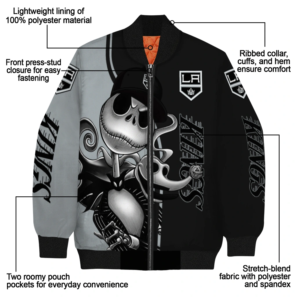los angeles kings spooky grin black bomber jacket new arrival los angeles kings spooky grin black bomber jacket new arrival
