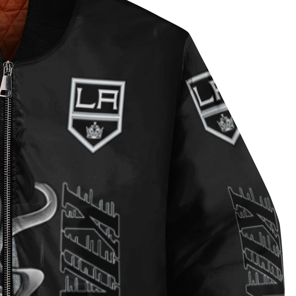 los angeles kings spooky grin black bomber jacket premium grade los angeles kings spooky grin black bomber jacket premium grade