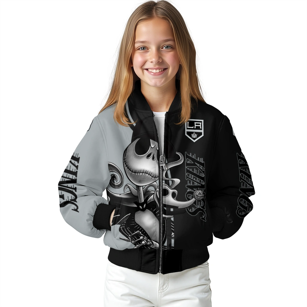 los angeles kings spooky grin black bomber jacket top rated los angeles kings spooky grin black bomber jacket top rated