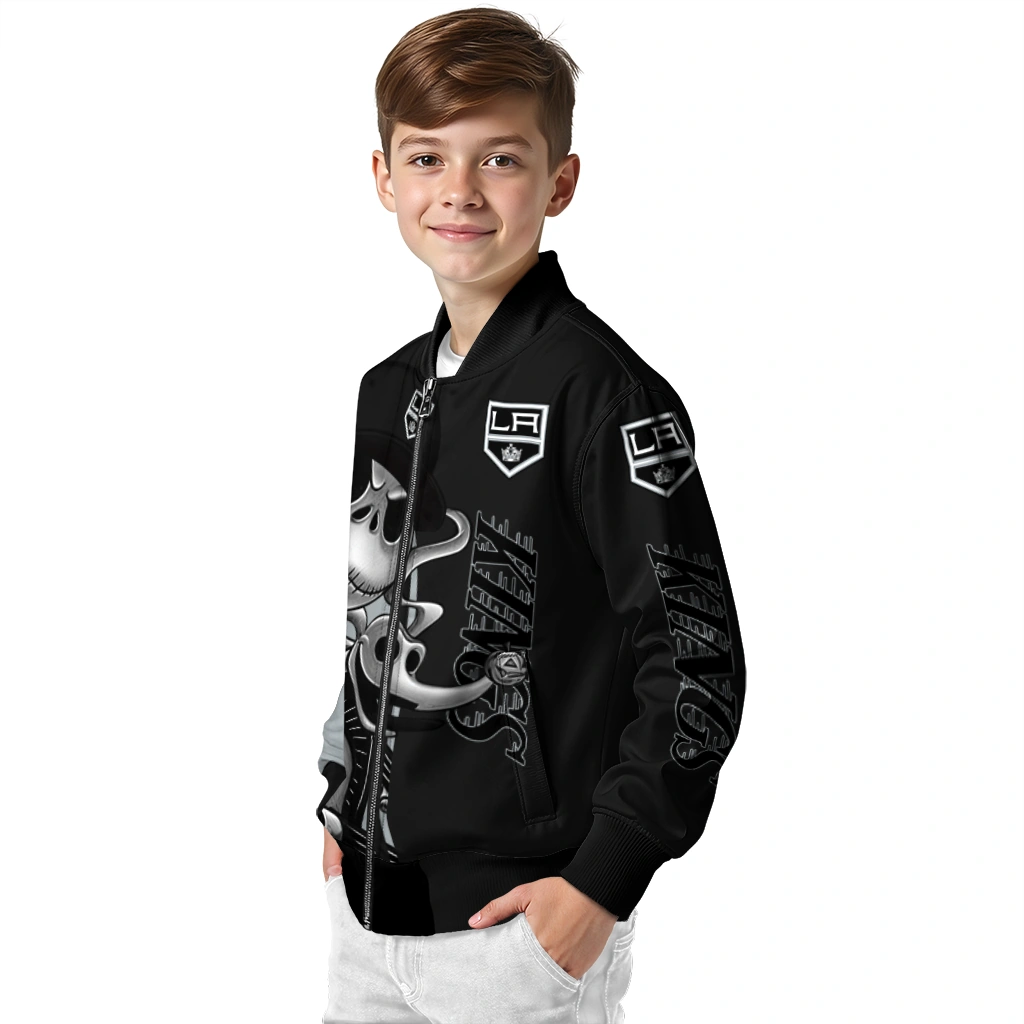 los angeles kings spooky grin black bomber jacket trendy los angeles kings spooky grin black bomber jacket trendy