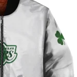 los angeles lakers clover pattern print white green bomber jacket best selling