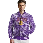 los angeles lakers dynamic rings purple varsity jacket best selling