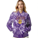 los angeles lakers dynamic rings purple varsity jacket best selling