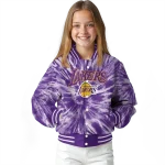 los angeles lakers dynamic rings purple varsity jacket best selling